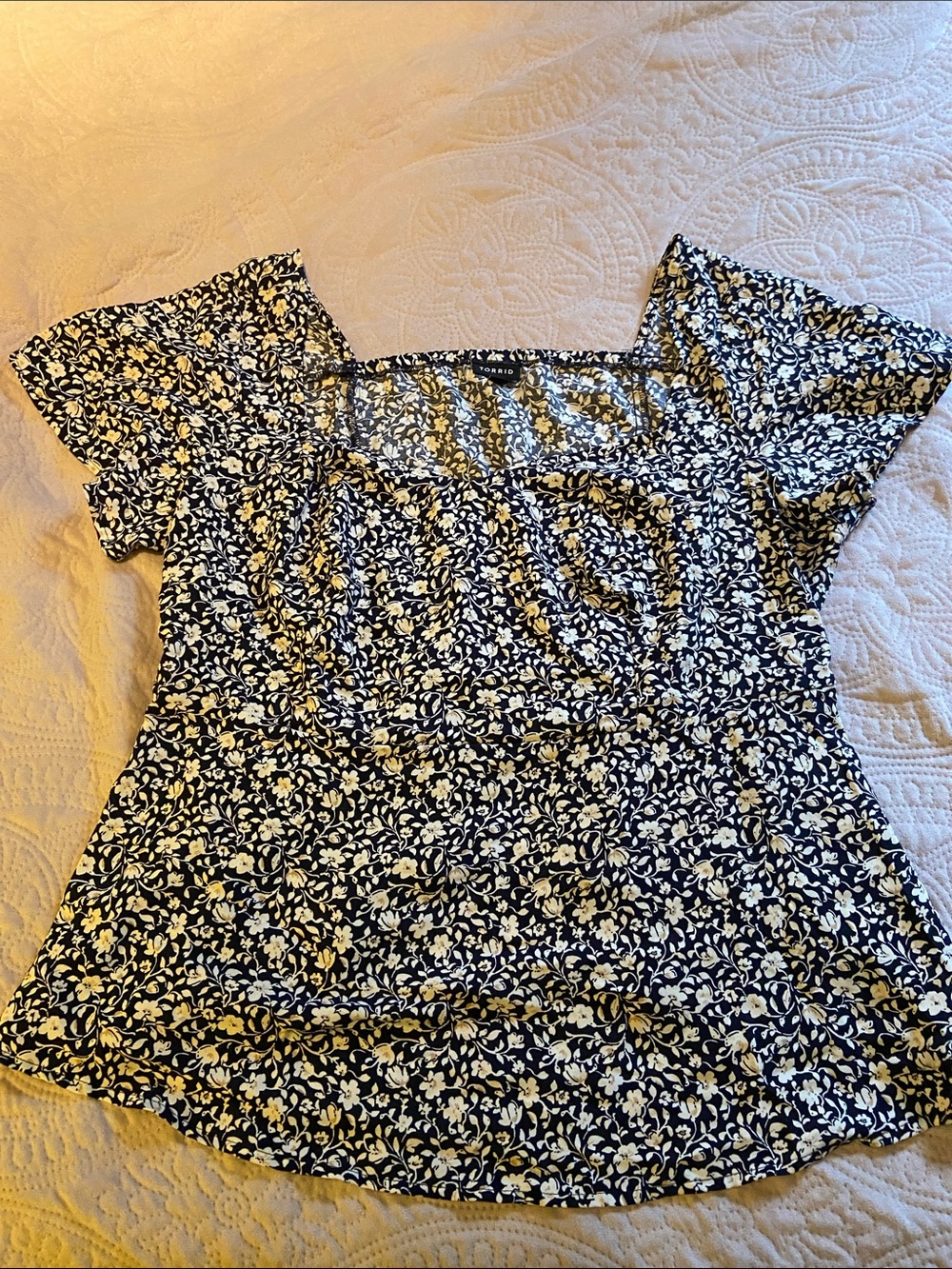 torrid Navy Floral Square-Neck Blouse